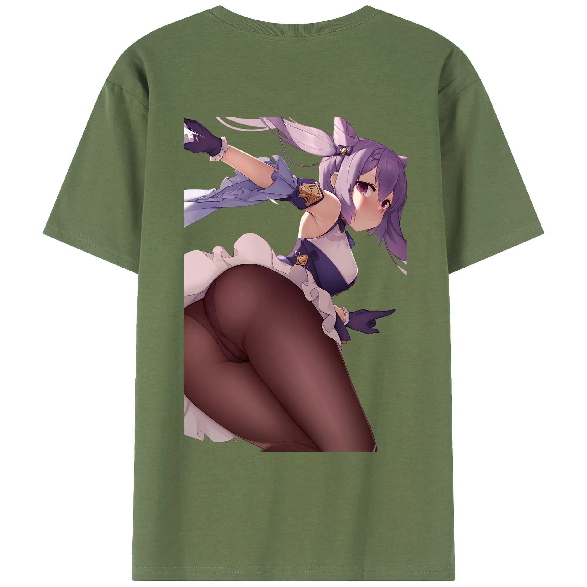 げんし神 刻晴 こくせい genshin Kokusei 綿100％ メンズ半袖Tシャツ（バックプリント） 通気性